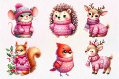 Pink Animals Christmas Clipart Bundle - CraftNest - Digital Crafting and Art