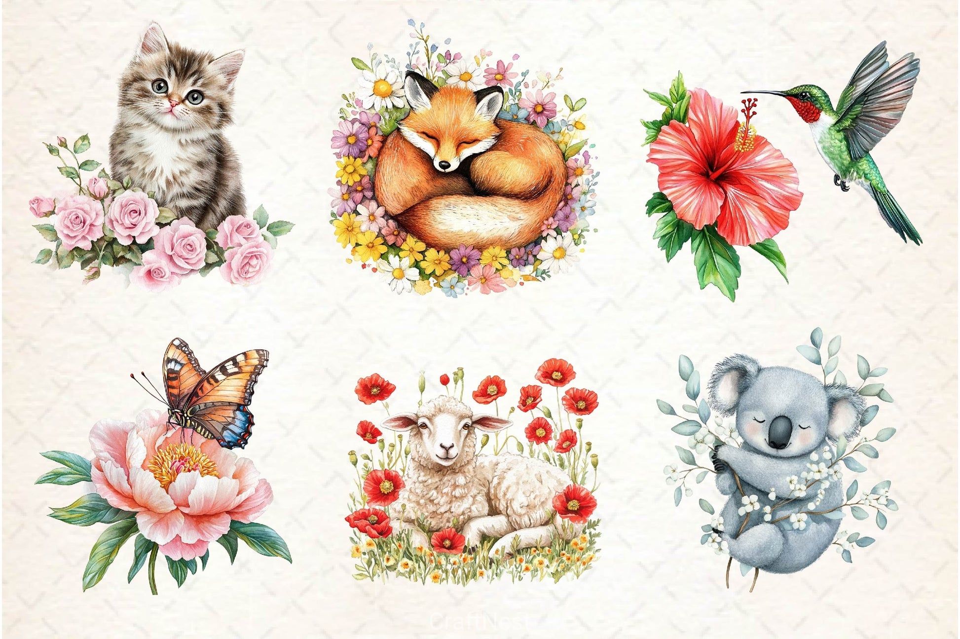 Vibrant Flowers Animals Clipart Bundle - CraftNest - Digital Crafting and Art