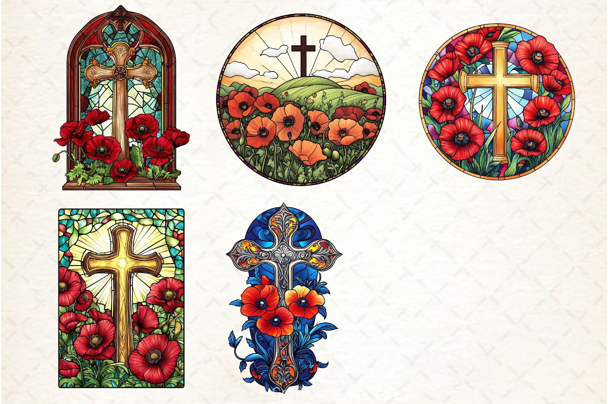Poppy & Cross Faux Stained Glass Clipart Bundle - CraftNest - Digital Crafting and Art