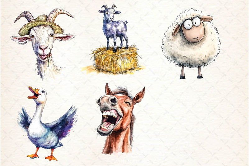 Quirky Funny Farm Animal Clipart Bundle - CraftNest - Digital Crafting and Art