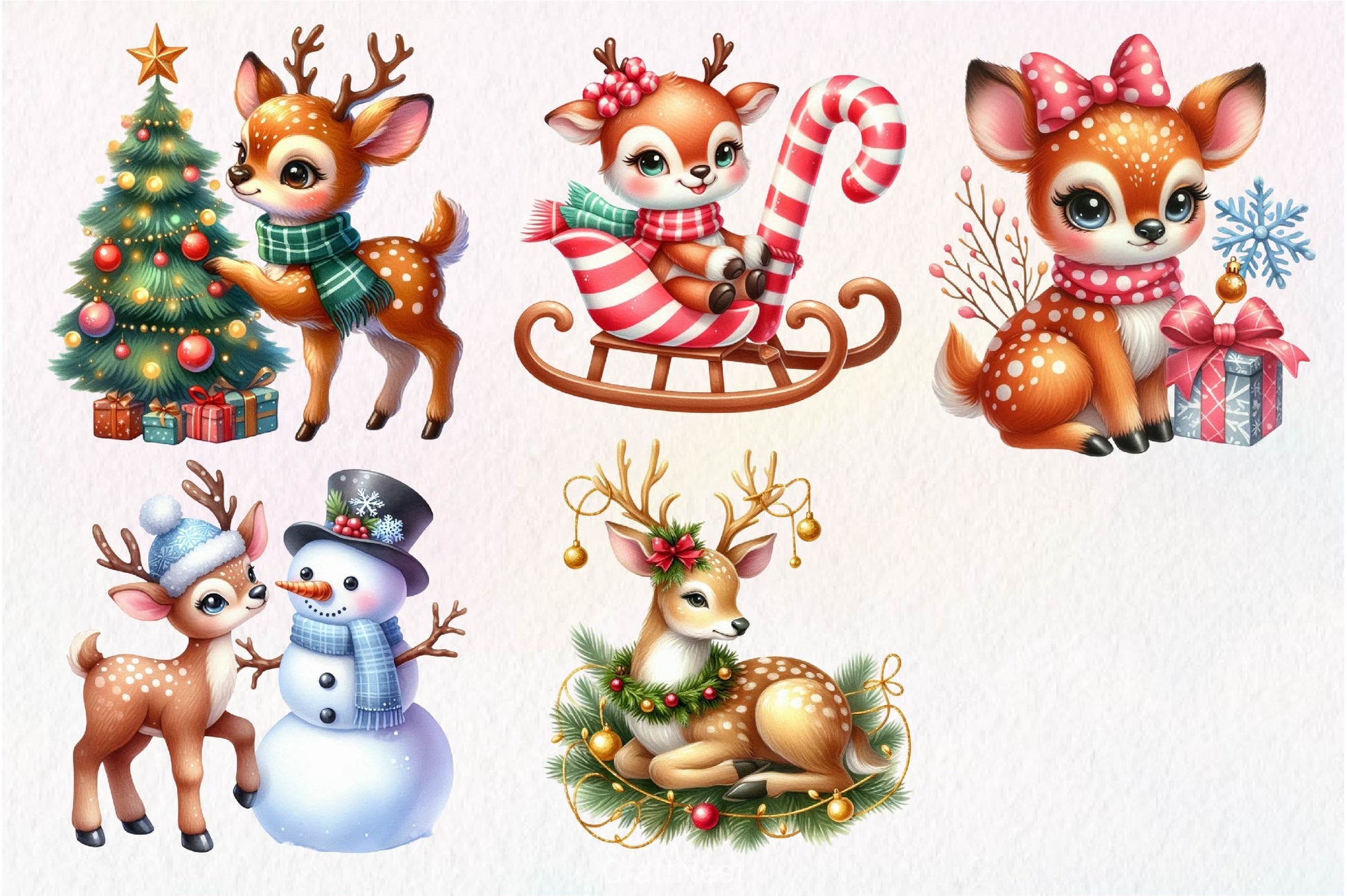 Christmas Cute Deer Clipart Bundle - CraftNest - Digital Crafting and Art