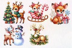 Christmas Cute Deer Clipart Bundle - CraftNest - Digital Crafting and Art