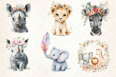 Cute Boho Baby Safari Animals Clipart Bundle 2 - CraftNest - Digital Crafting and Art