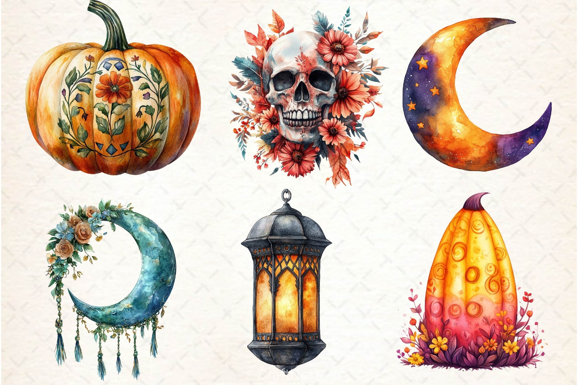 Boho Halloween Trick Or Treat Clipart Bundle 2 - CraftNest - Digital Crafting and Art