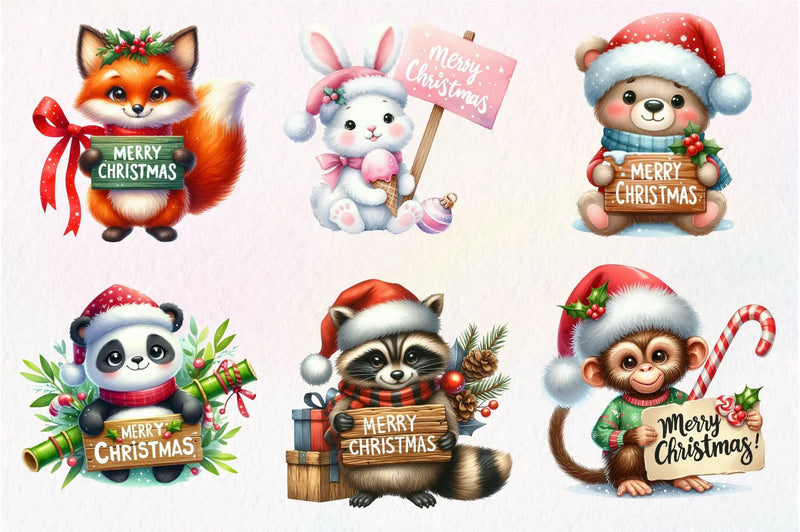 Merry Christmas Animals Clipart Bundle - CraftNest - Digital Crafting and Art