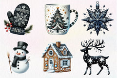 Black And White Christmas Clipart Bundle 2 - CraftNest - Digital Crafting and Art