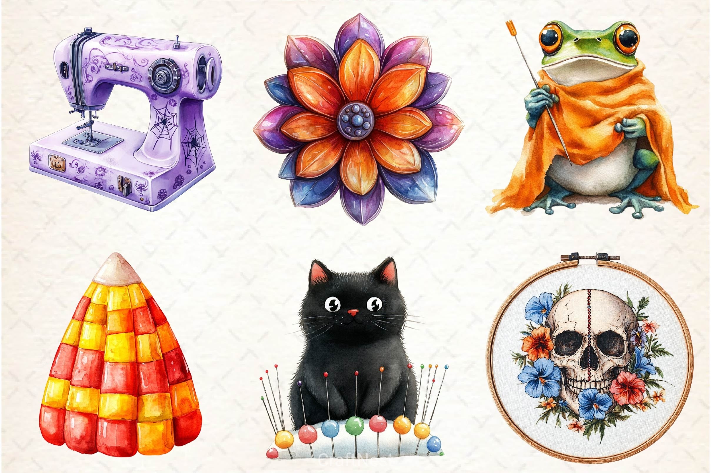 Groovy Halloween Sewing Clipart Bundle - CraftNest - Digital Crafting and Art