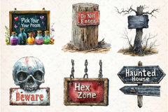 Halloween Spooky Signs Clipart Bundle - CraftNest - Digital Crafting and Art