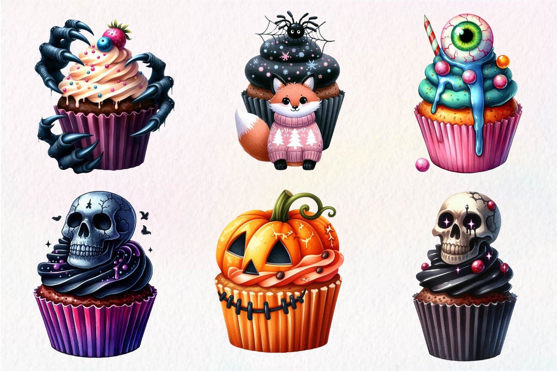 Halloween Scary Cupcake Clipart Bundle - CraftNest - Digital Crafting and Art