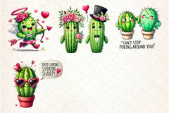 Cute Valentine Funny Cactus Clipart Bundle - CraftNest - Digital Crafting and Art