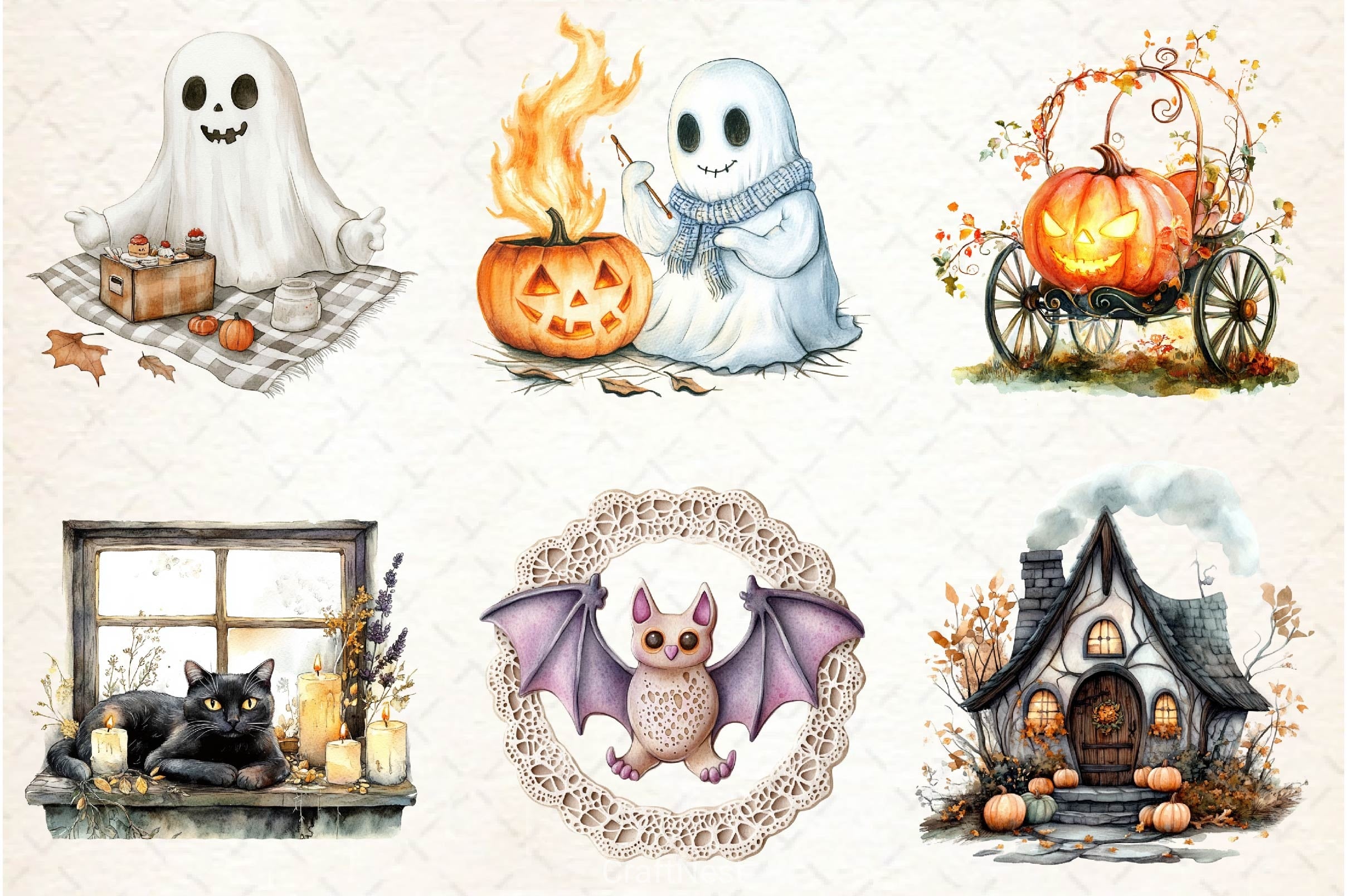 Serene Halloween Day Clipart Bundle - CraftNest - Digital Crafting and Art