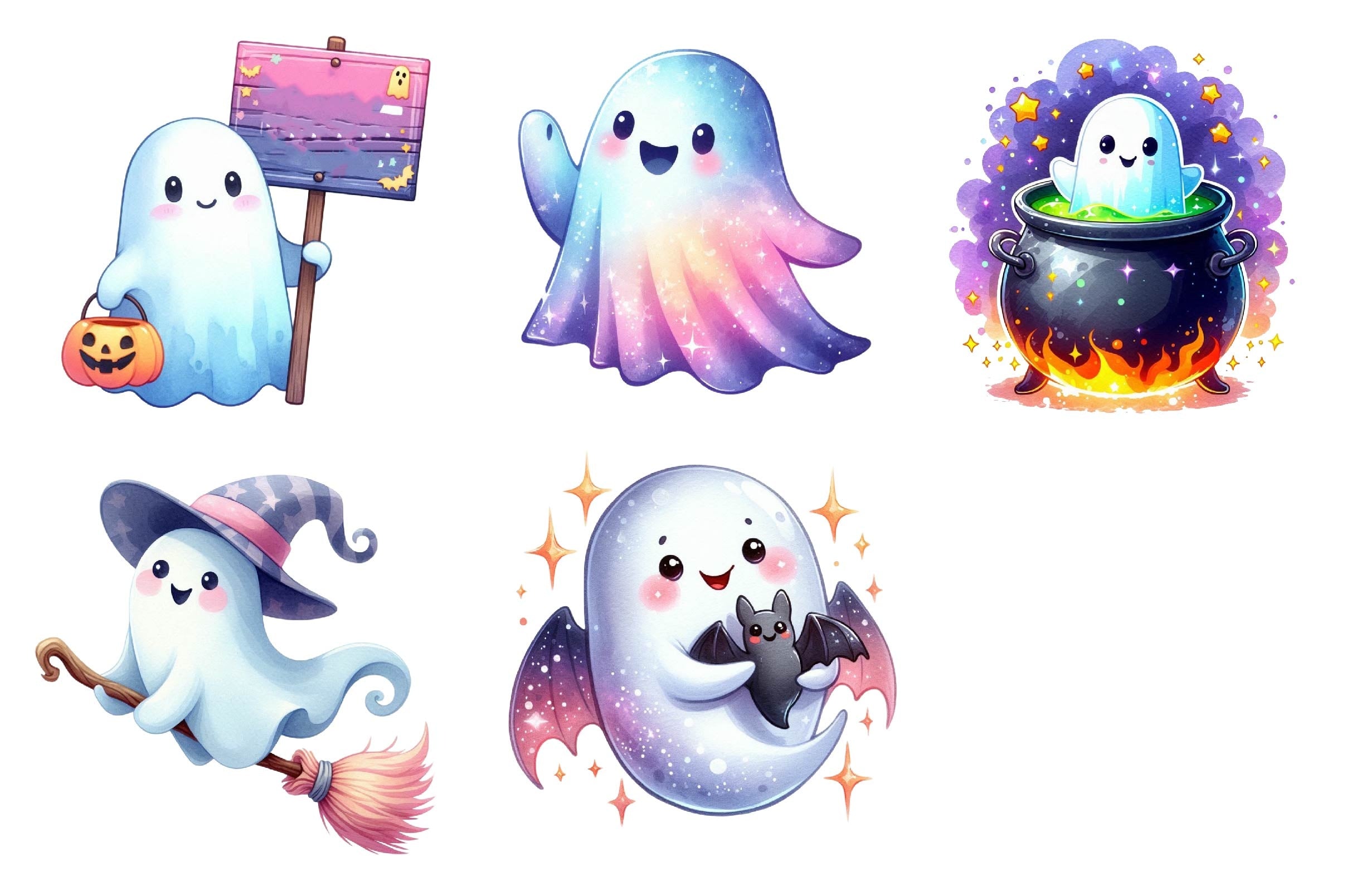 Cute Halloween Ghost Clipart Bundle 20 - CraftNest - Digital Crafting and Art