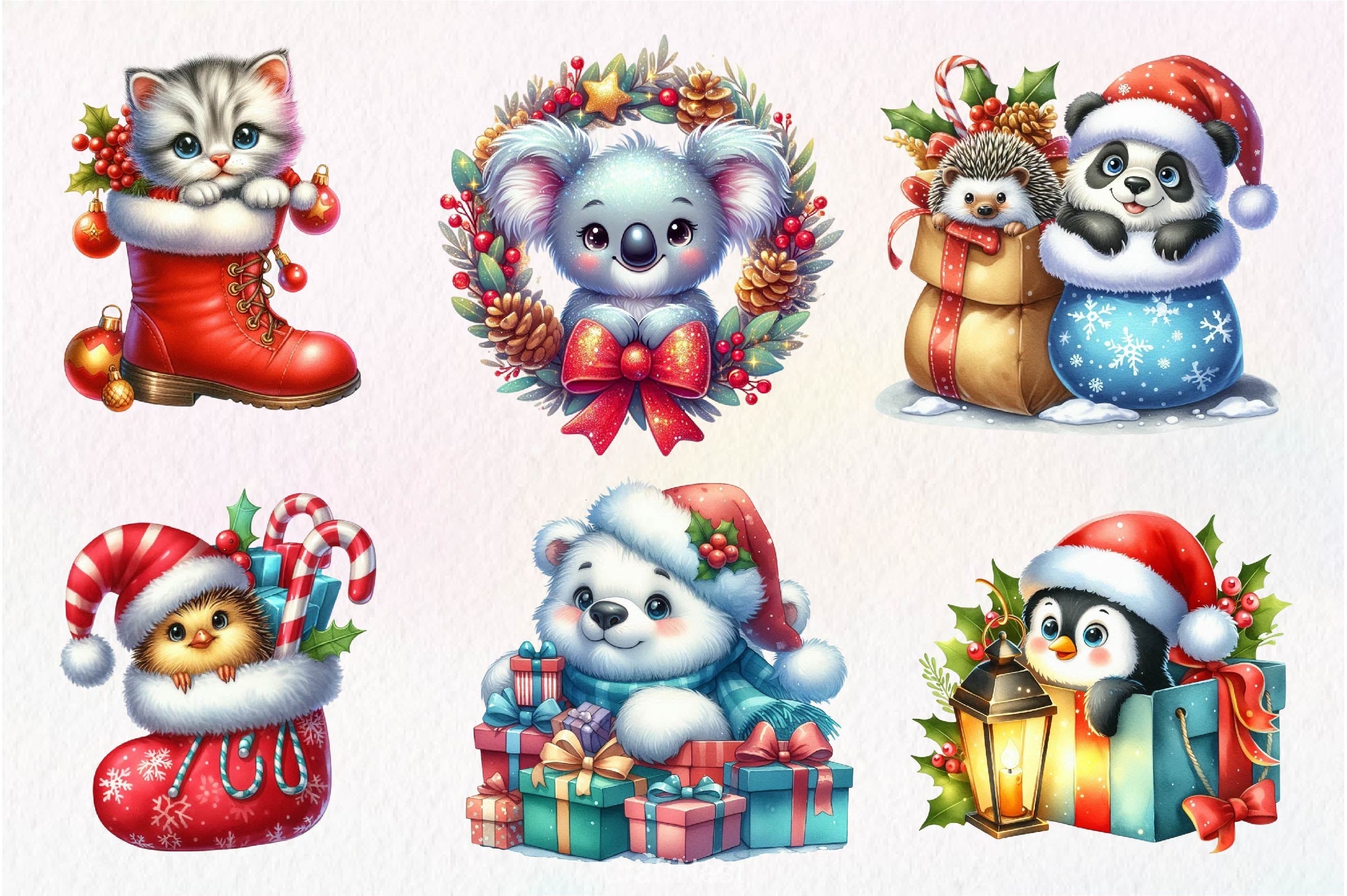 Christmas Animal Peeking Clipart Bundle - CraftNest - Digital Crafting and Art