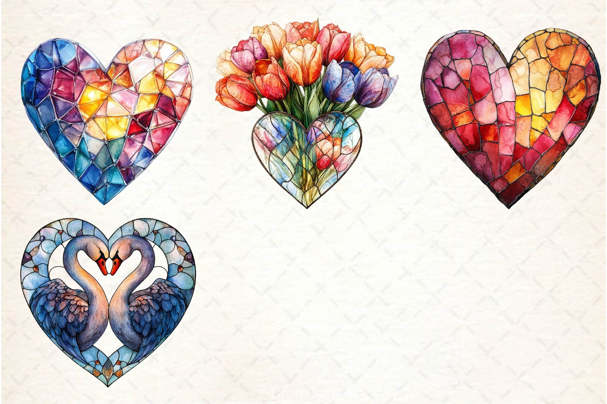 Stained Glass Valentines Clipart Bundle - CraftNest - Digital Crafting and Art