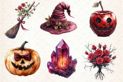 Burgundy Halloween Clipart Bundle 2 - CraftNest - Digital Crafting and Art