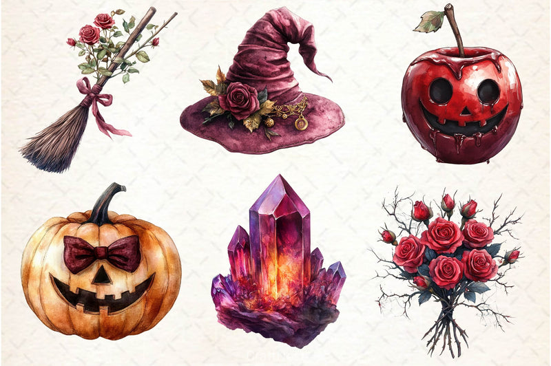 Burgundy Halloween Clipart Bundle 2 - CraftNest - Digital Crafting and Art