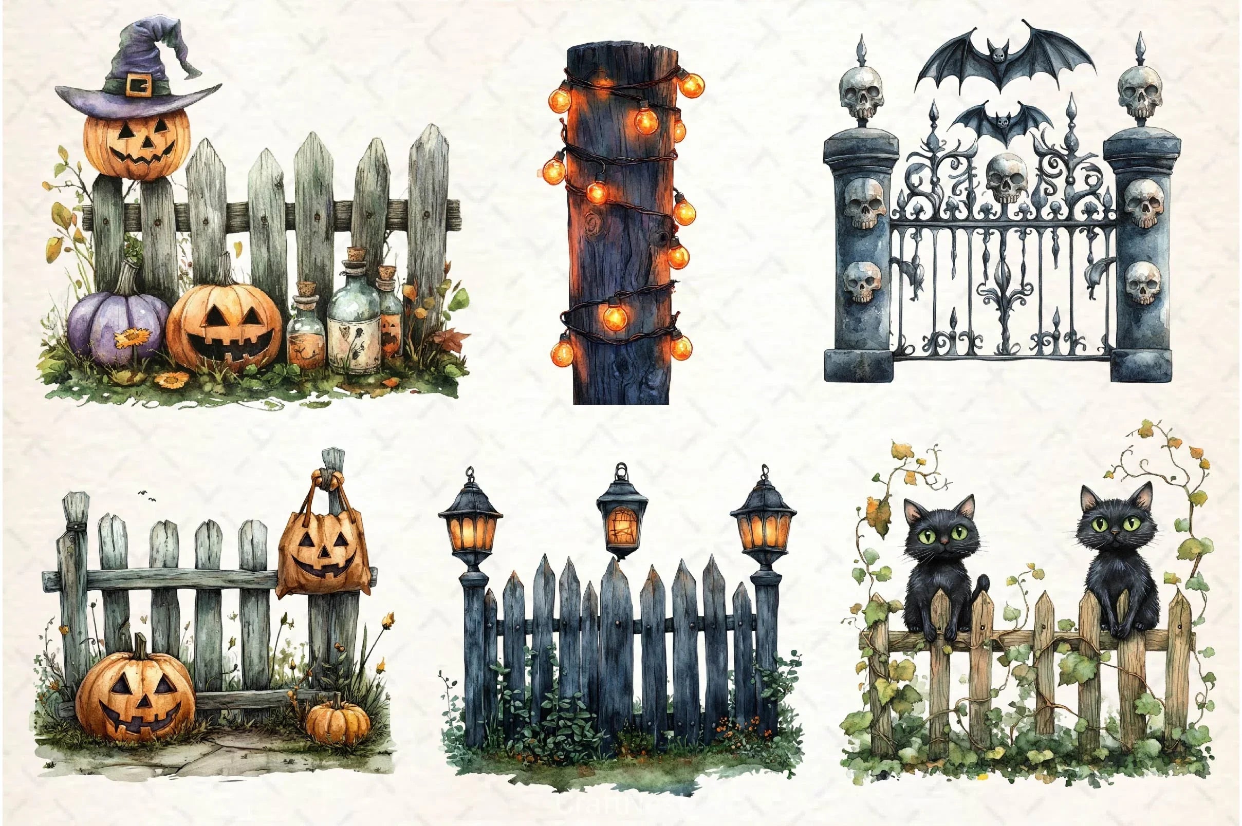 Halloween Fence Clipart Bundle - CraftNest - Digital Crafting and Art