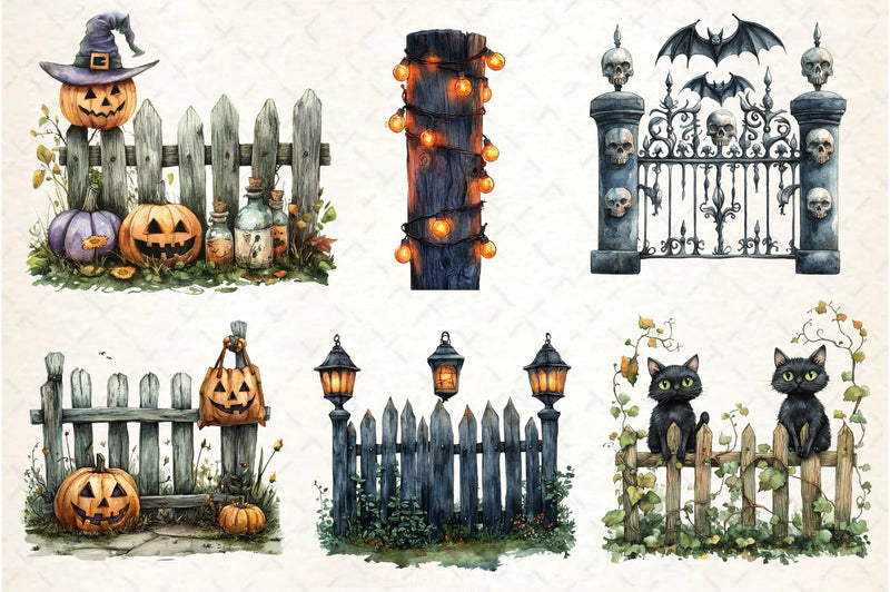 Halloween Fence Clipart Bundle - CraftNest - Digital Crafting and Art
