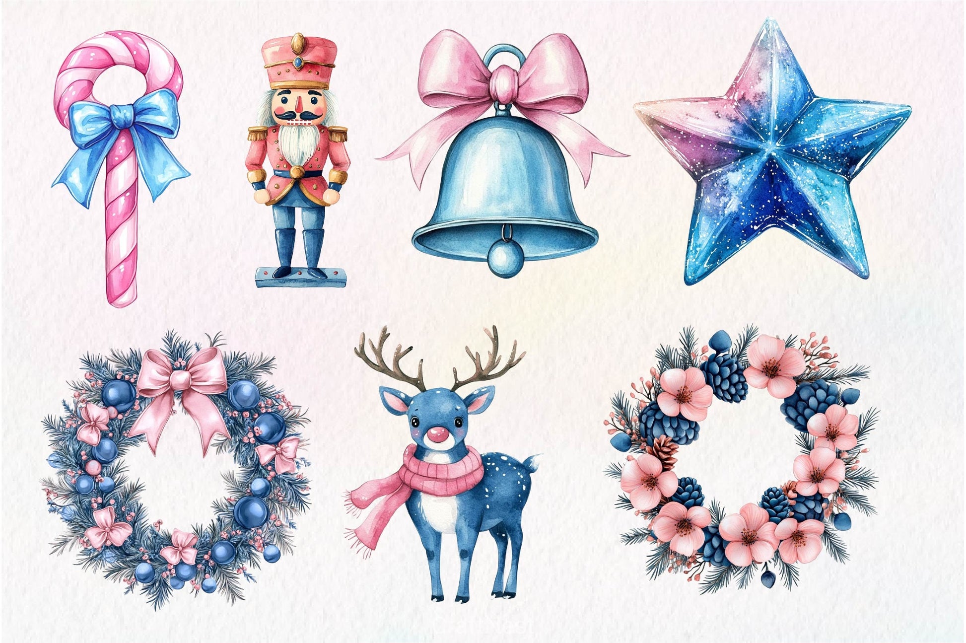 Pink And Blue Christmas Clipart Bundle - CraftNest - Digital Crafting and Art