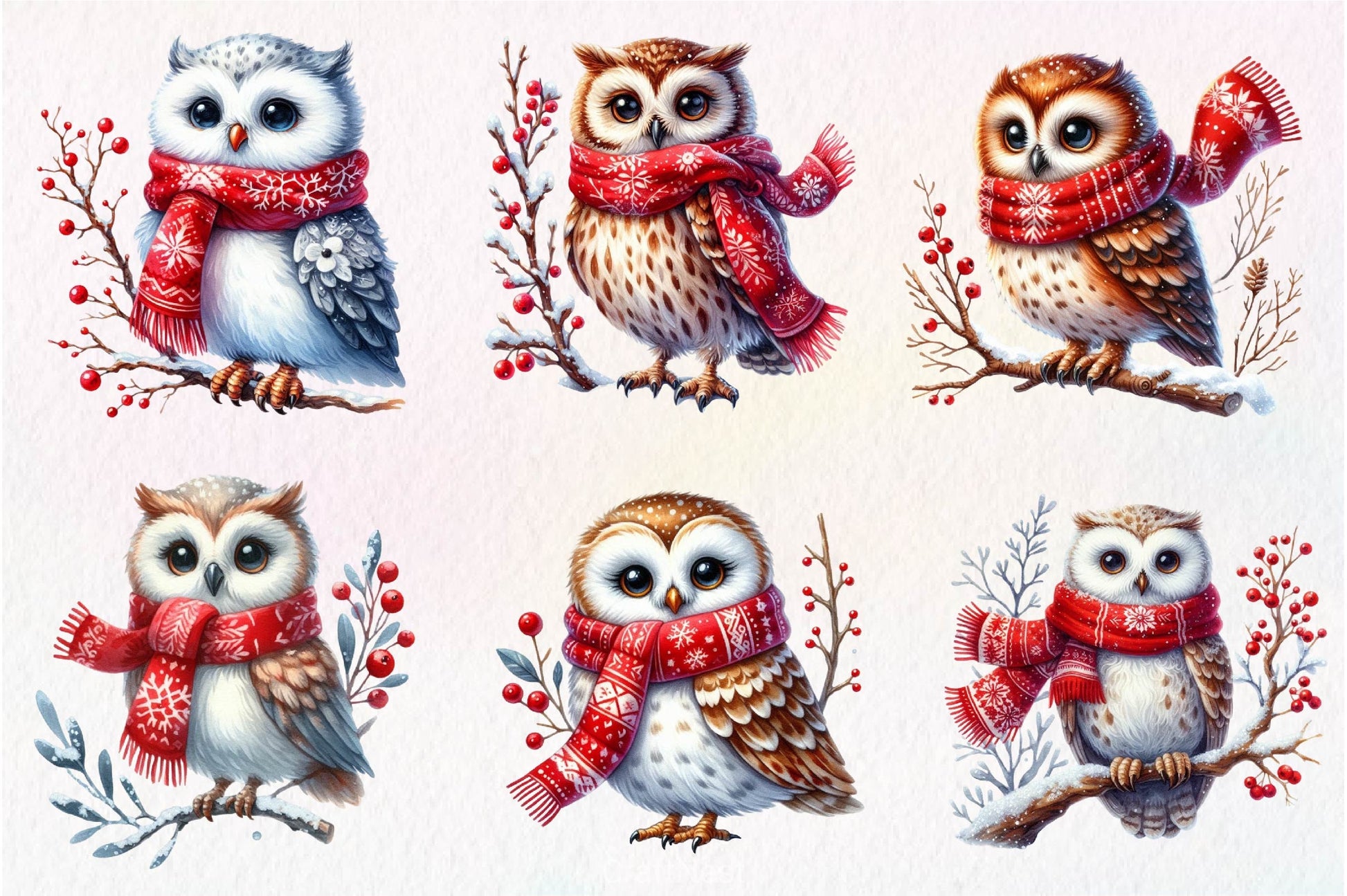 Christmas Owl Clipart Bundle 4 - CraftNest - Digital Crafting and Art