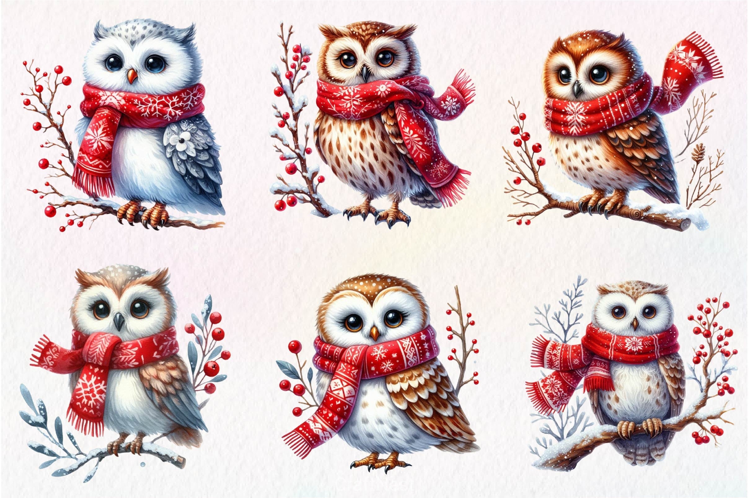 Christmas Owl Clipart Bundle 4 - CraftNest - Digital Crafting and Art