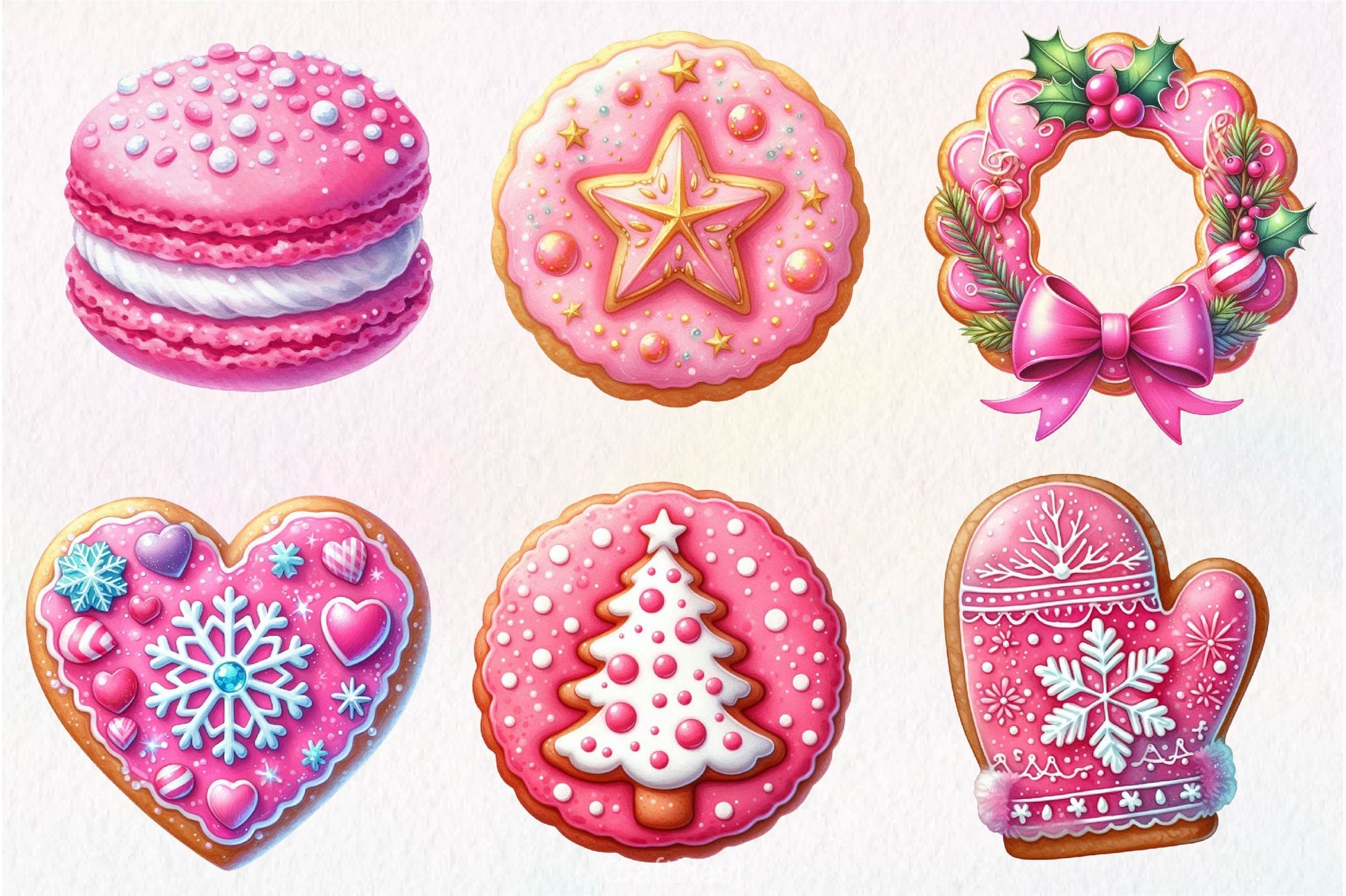 Pink Christmas Cookie Clipart Bundle - CraftNest - Digital Crafting and Art