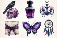 Black Purple Gothic Halloween Clipart Bundle - CraftNest - Digital Crafting and Art