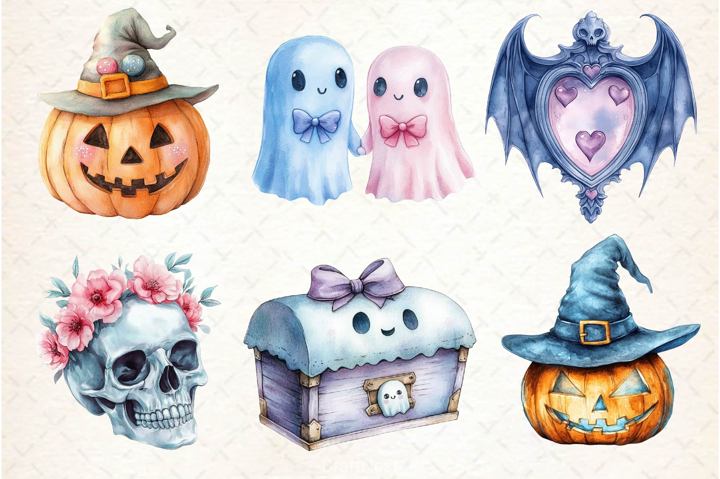 Pastel Halloween Clipart Bundle 5 - CraftNest - Digital Crafting and Art