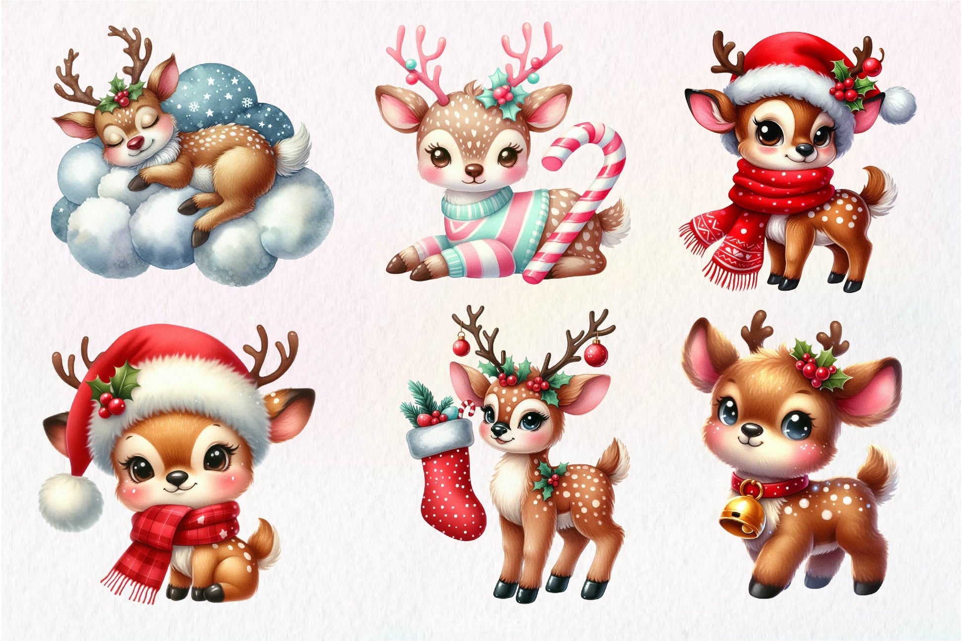 Christmas Cute Deer Clipart Bundle - CraftNest - Digital Crafting and Art
