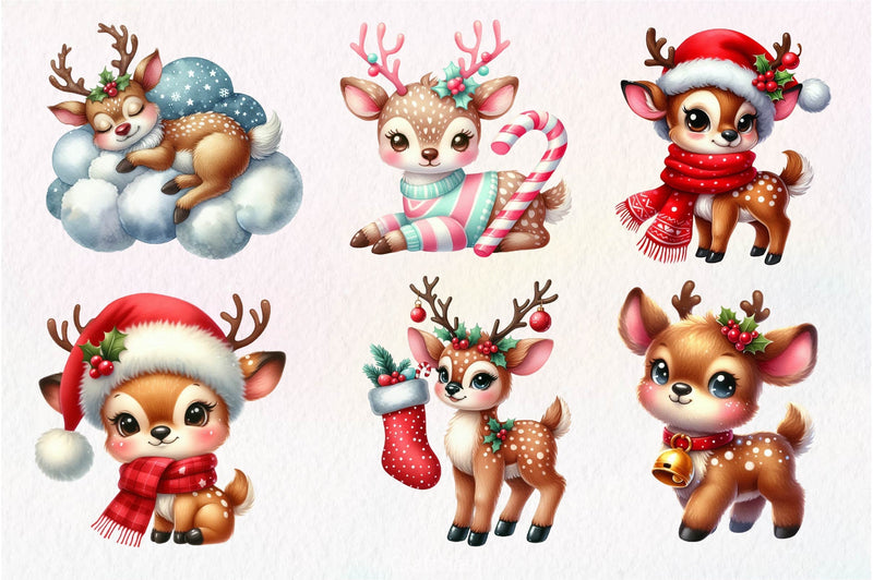 Christmas Cute Deer Clipart Bundle - CraftNest - Digital Crafting and Art