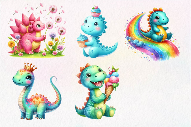 Cute Dinosaurs Clipart Bundle 3 - CraftNest - Digital Crafting and Art