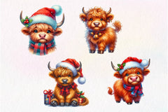 Cute Christmas Highland Cow Clipart Bundle 6 - CraftNest - Digital Crafting and Art