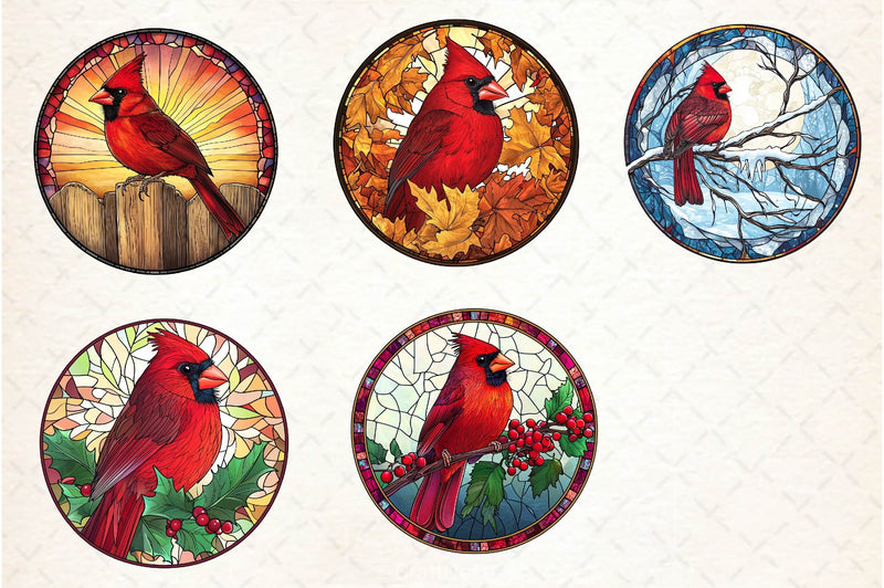 Stained Glass Cardinal Bird Wind Spinner Clipart Bundle - CraftNest - Digital Crafting and Art