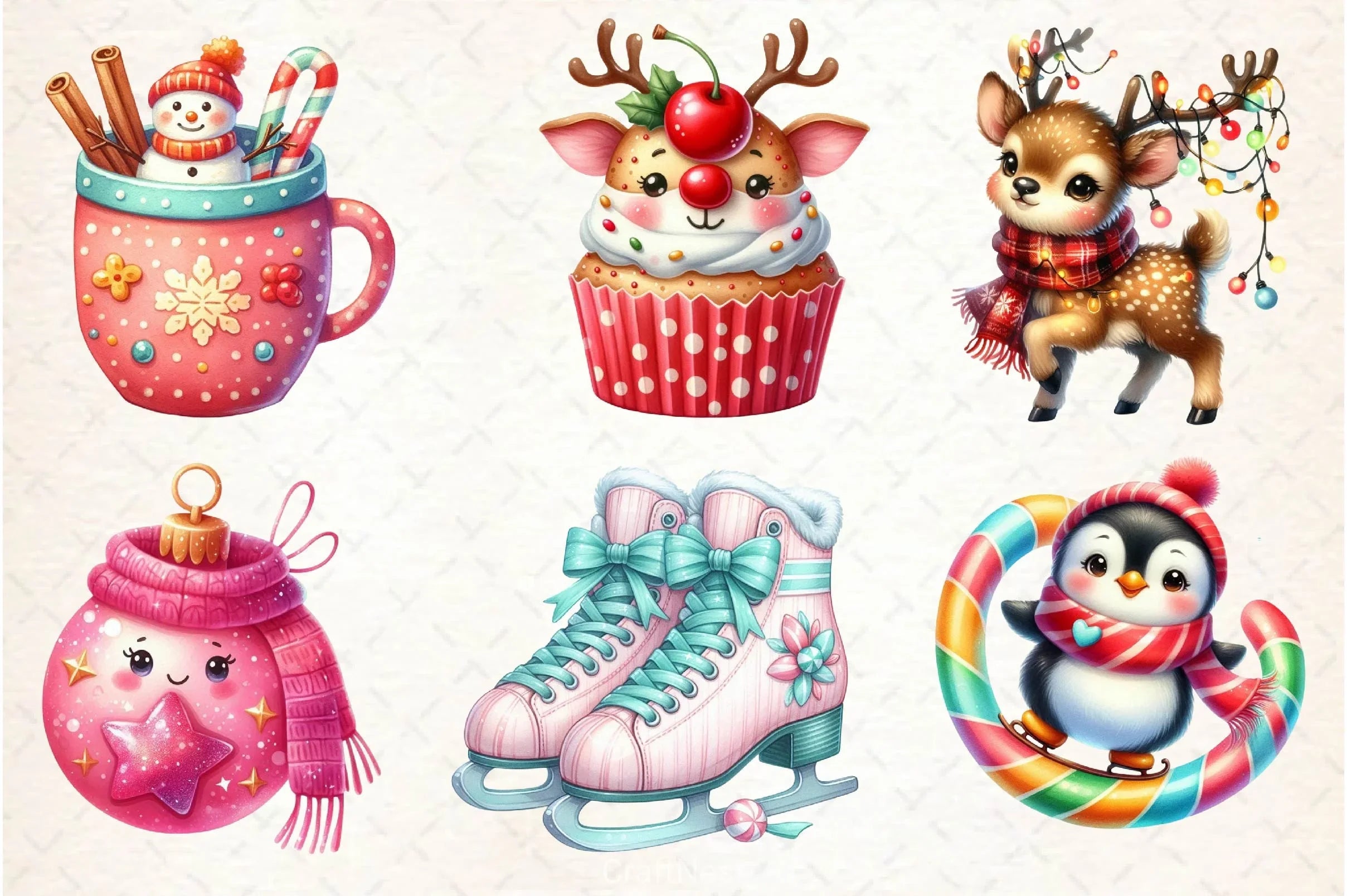 Cute Sweet Christmas Clipart Bundle - CraftNest - Digital Crafting and Art