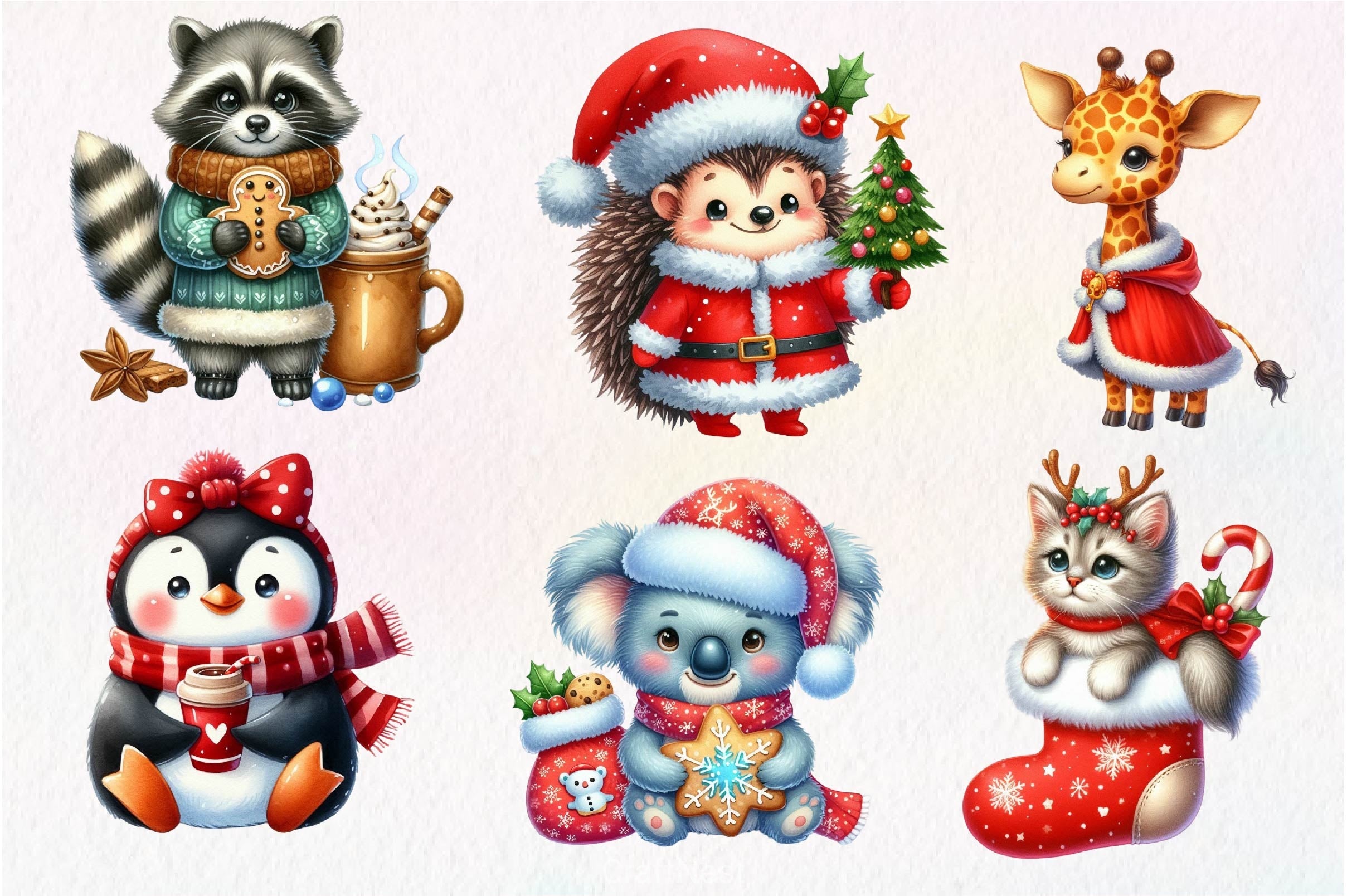 Christmas Cute Animals Clipart Bundle - CraftNest - Digital Crafting and Art