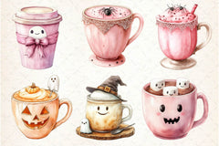 Pink Coquette Halloween Coffee Clipart Bundle - CraftNest - Digital Crafting and Art