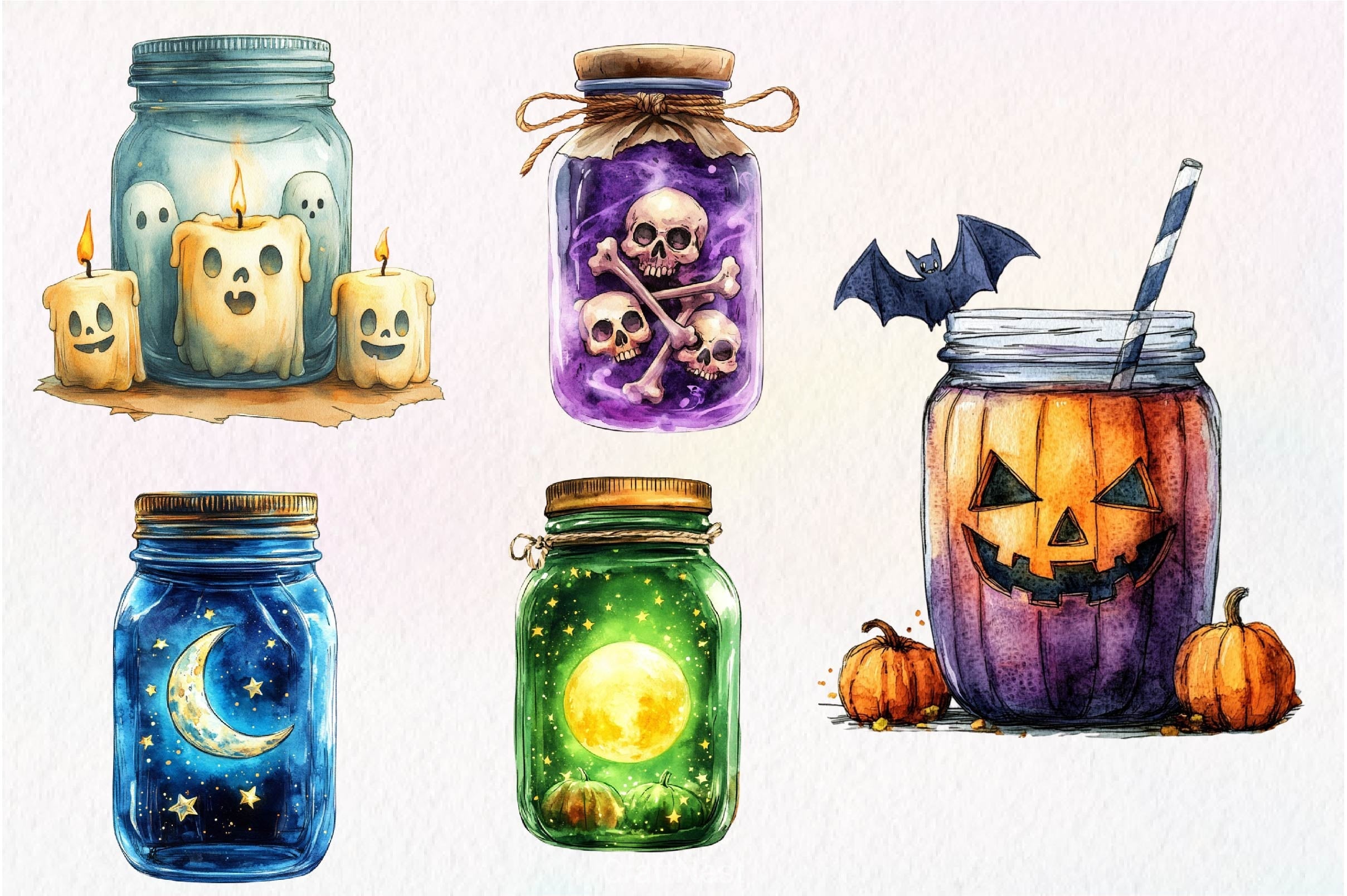 Halloween Mason Jar Clipart Bundle - CraftNest - Digital Crafting and Art