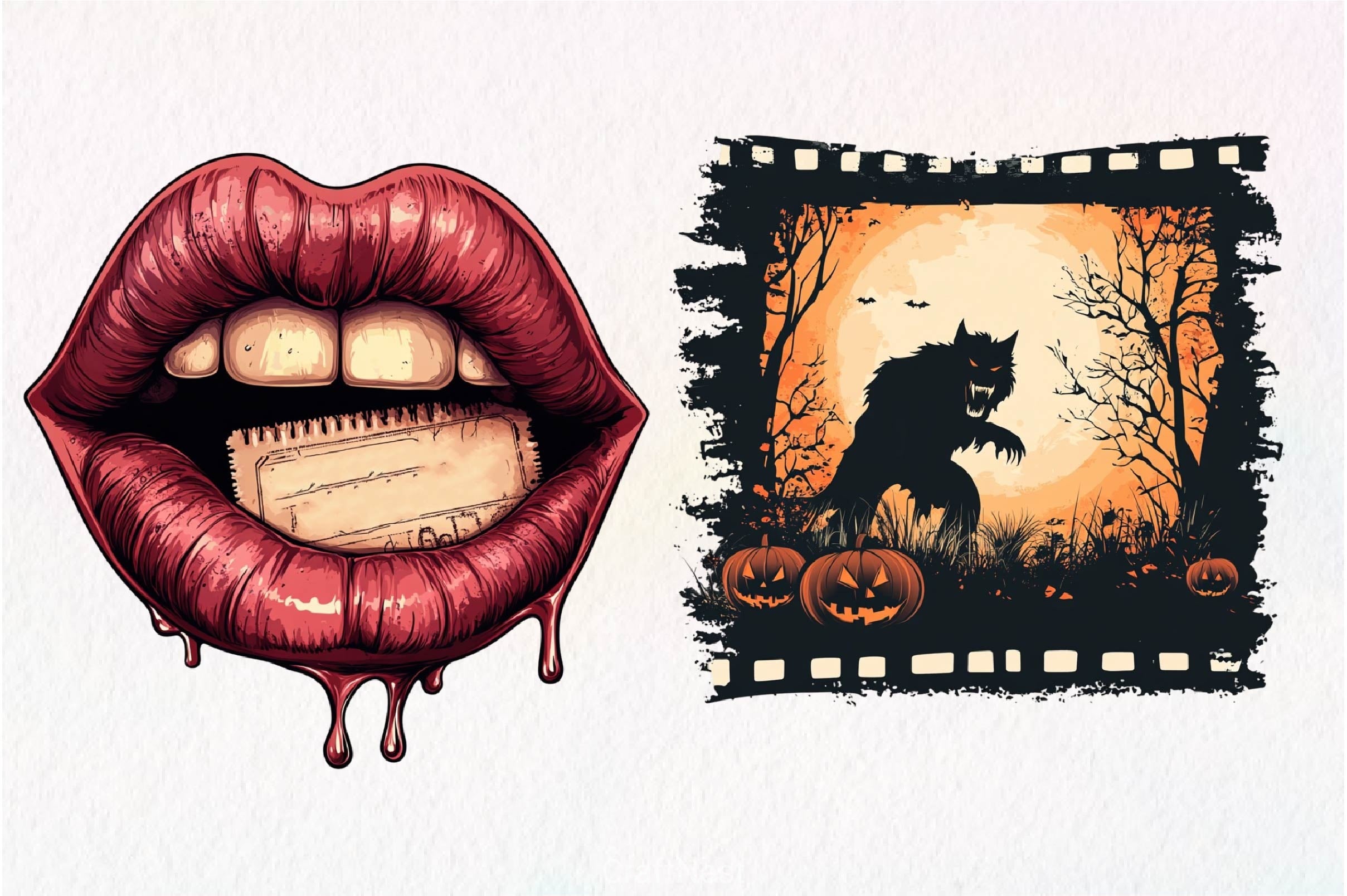 Vintage Halloween Cinema Clipart Bundle - CraftNest - Digital Crafting and Art