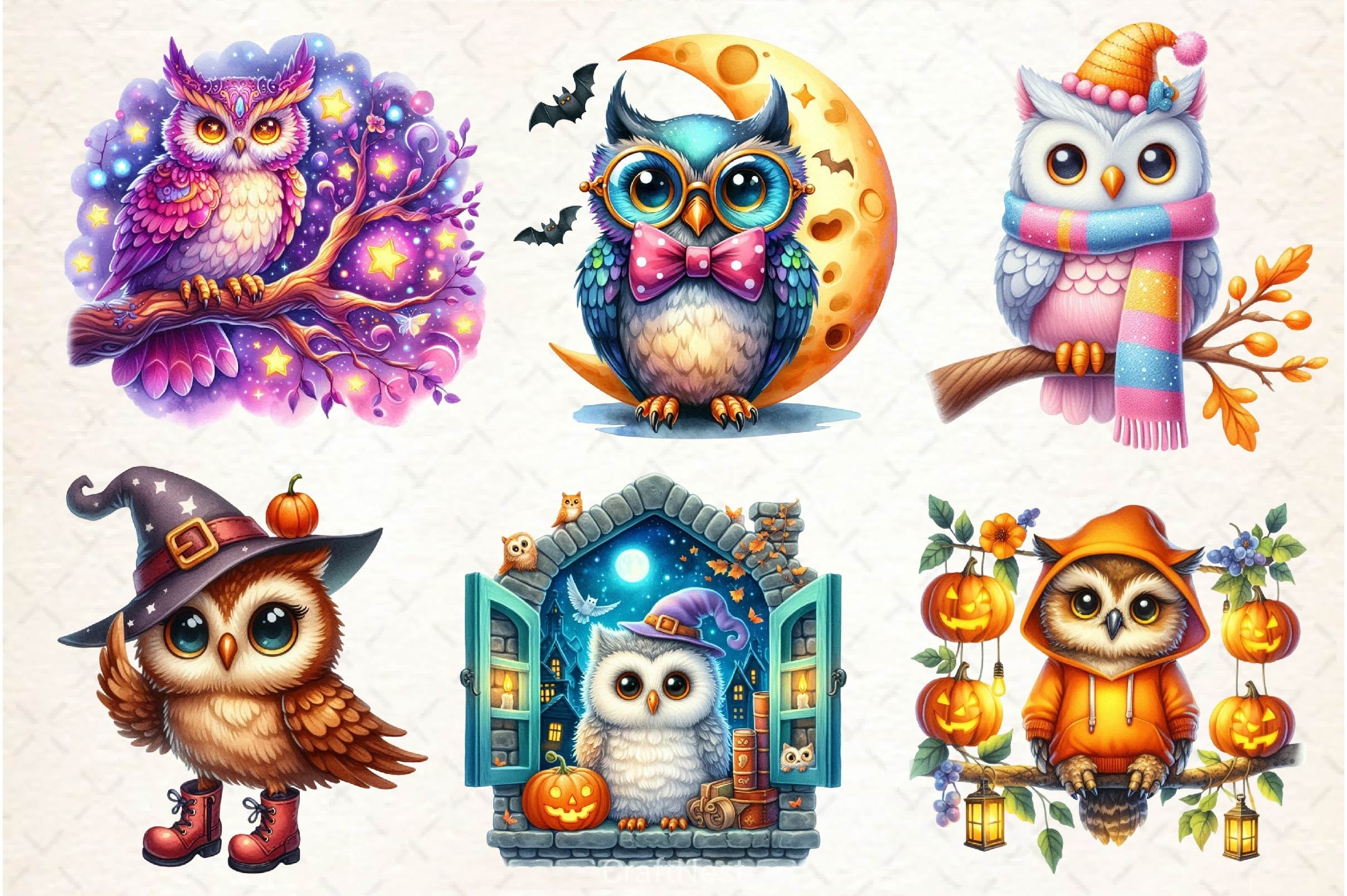 Halloween Owl Clipart Bundle 6 - CraftNest - Digital Crafting and Art