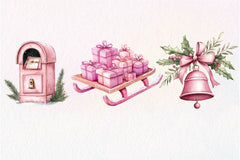 Pink Happy Christmas Clipart Bundle - CraftNest - Digital Crafting and Art