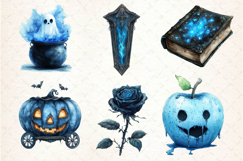 Blue Halloween Clipart Bundle 2 - CraftNest - Digital Crafting and Art
