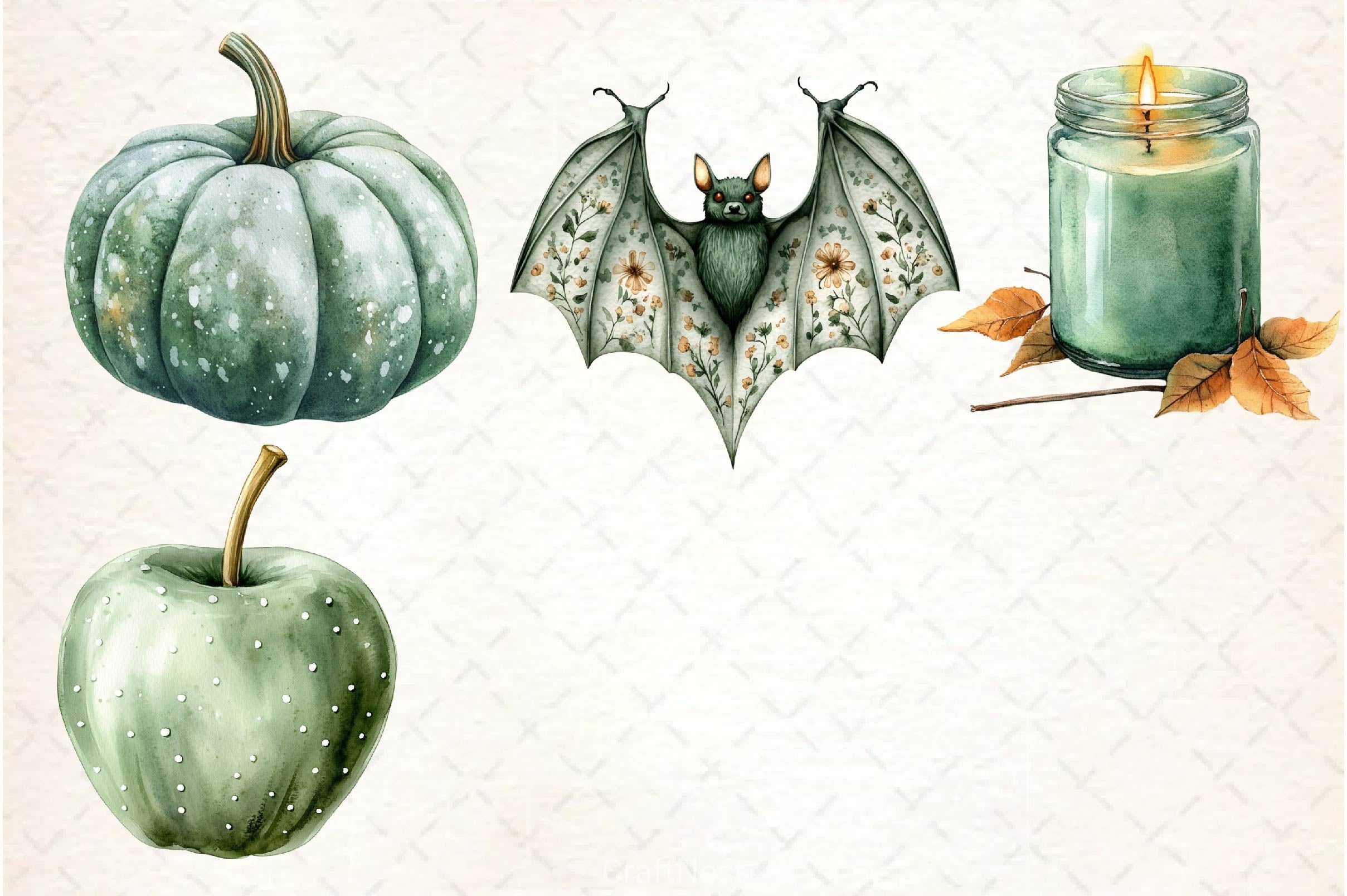Sage Green Halloween Clipart Bundle - CraftNest - Digital Crafting and Art