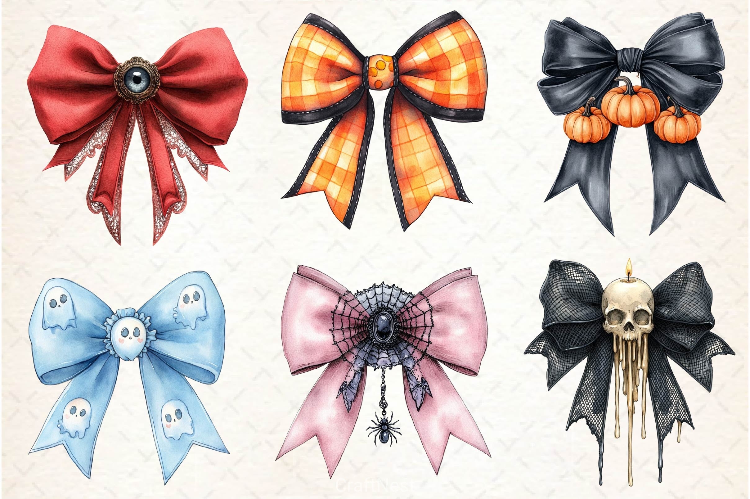 Halloween Coquette Bow Clipart Bundle 4 - CraftNest - Digital Crafting and Art
