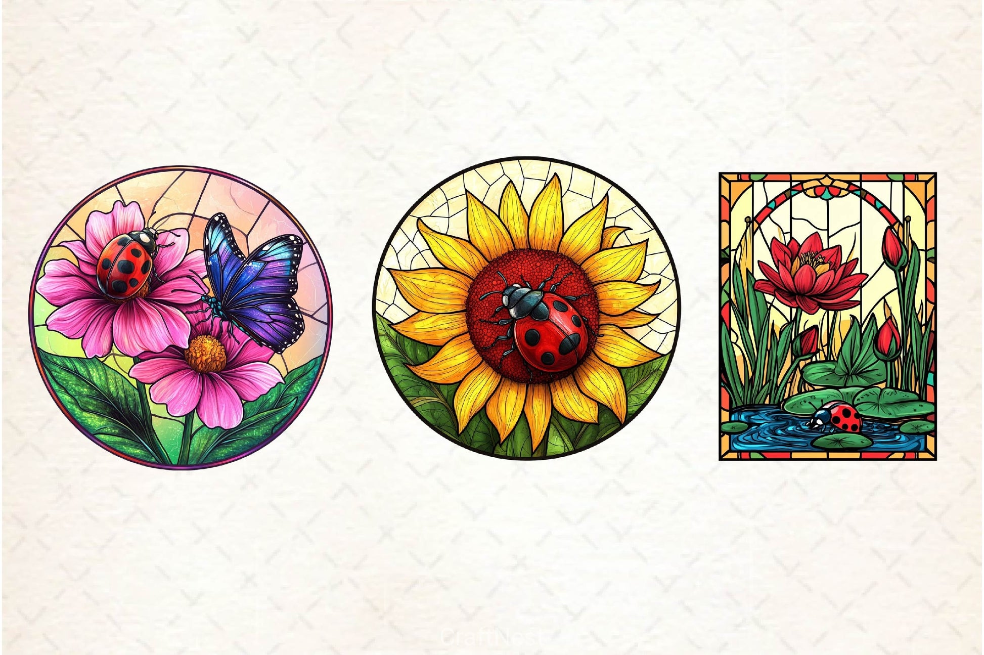 Ladybug Stained Glass Clipart Bundle - CraftNest - Digital Crafting and Art