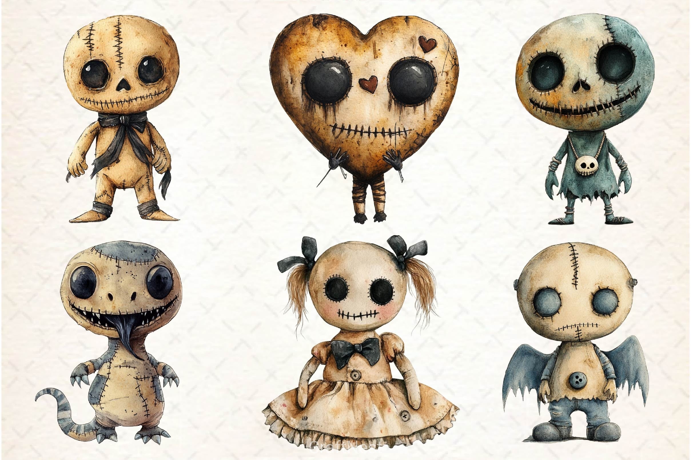 Halloween Gothic Voodoo Doll Clipart Bundle 4 - CraftNest - Digital Crafting and Art