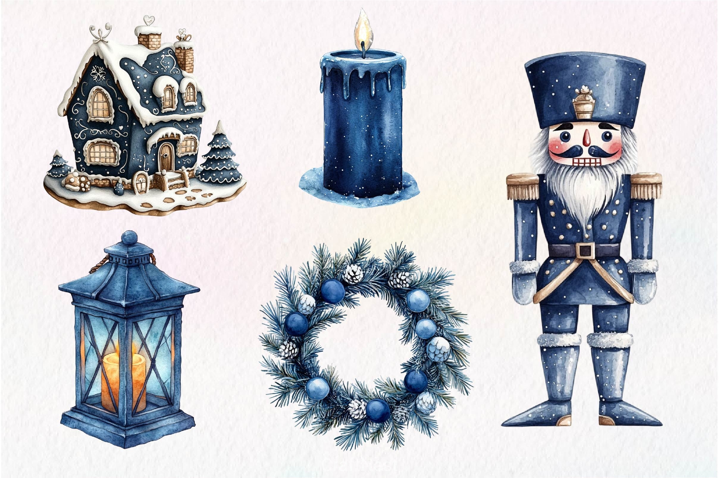Navy Blue Winter Christmas Clipart Bundle - CraftNest - Digital Crafting and Art