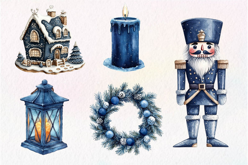 Navy Blue Winter Christmas Clipart Bundle - CraftNest - Digital Crafting and Art