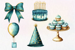 Teal Birthday Clipart Bundle - CraftNest - Digital Crafting and Art
