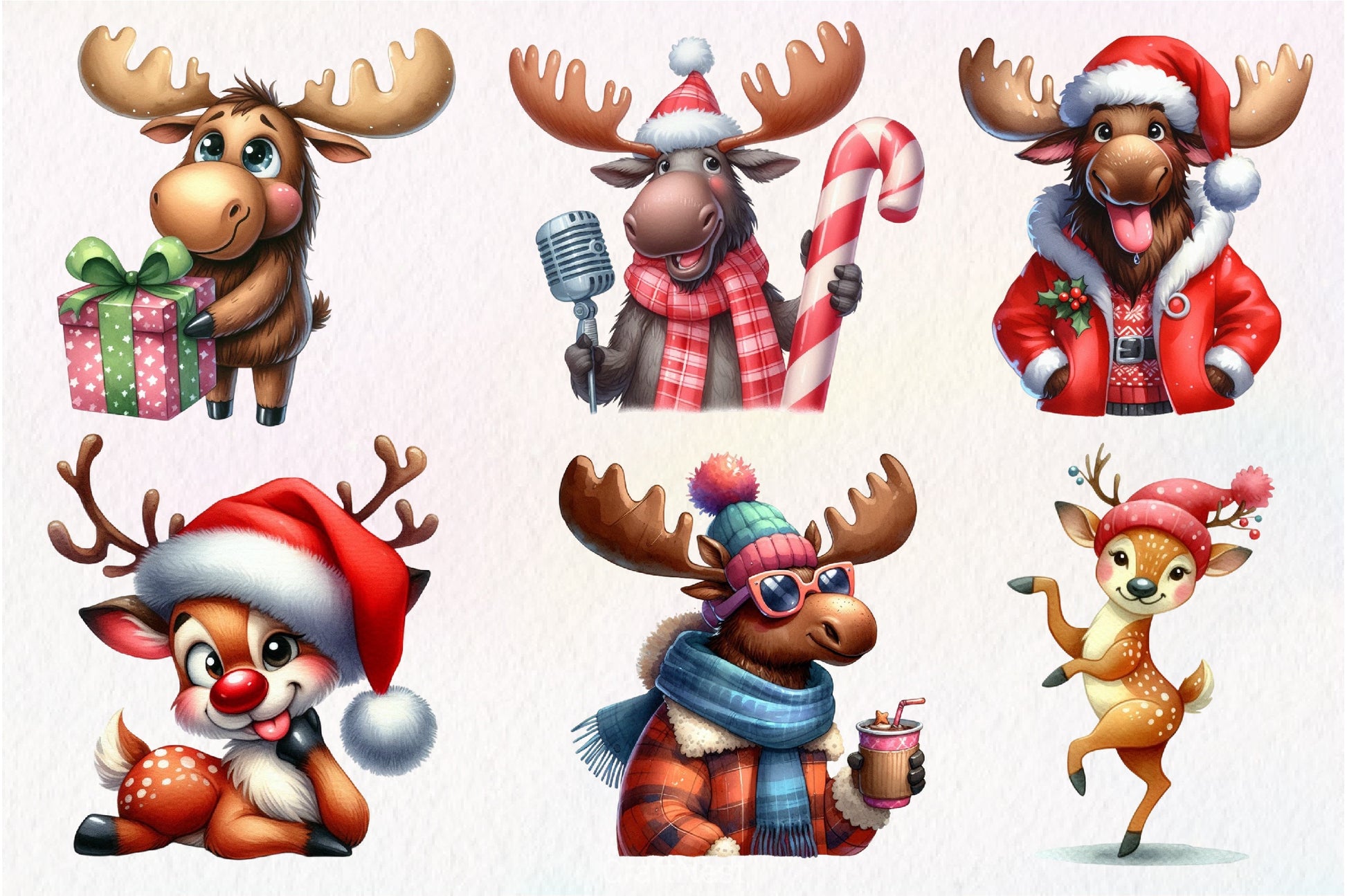 Quirky Reindeer Funny Moose Clipart Bundle - CraftNest - Digital Crafting and Art