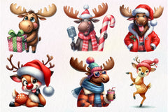 Quirky Reindeer Funny Moose Clipart Bundle - CraftNest - Digital Crafting and Art